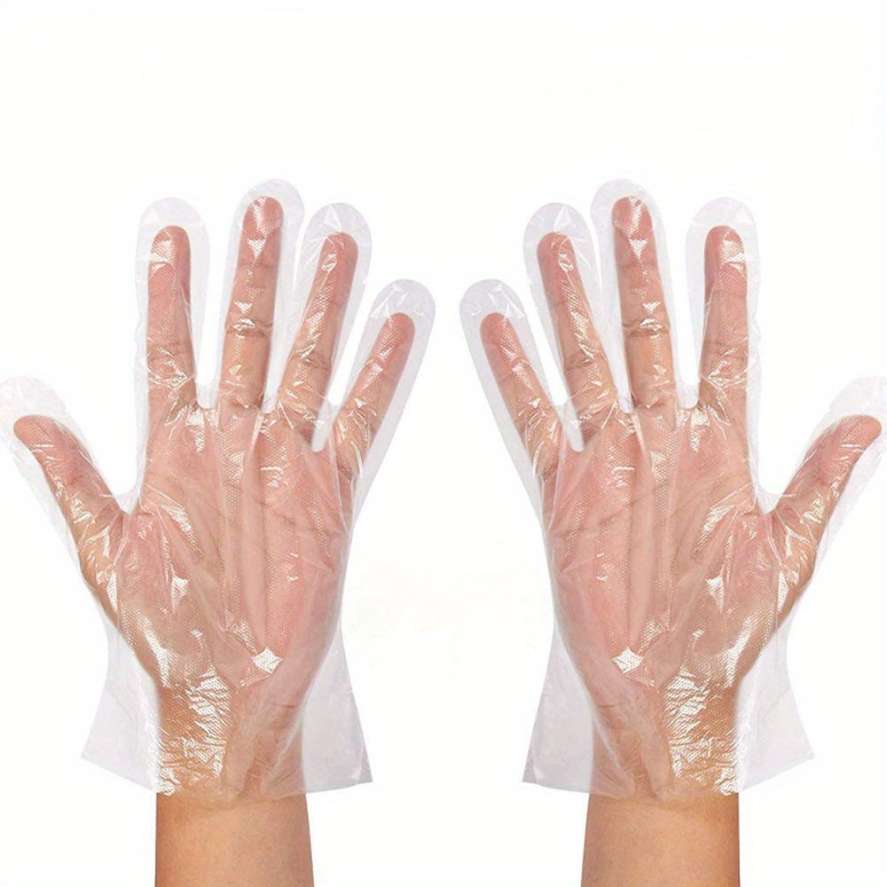 100pcs clear plastic disposable gloves latex free reusable for kitchen food prep cleaning bbq no electricity or battery needed details 1