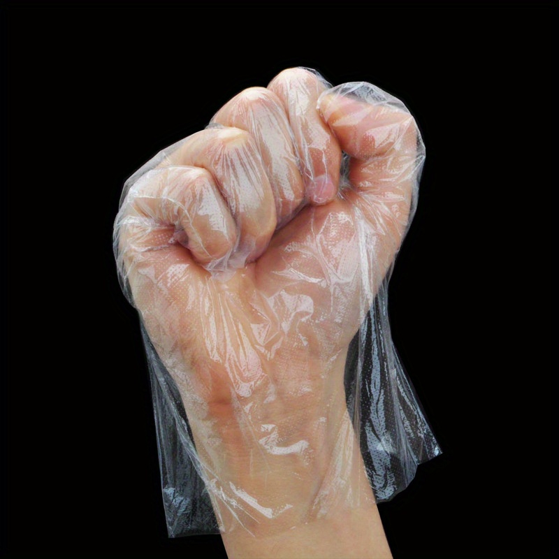 100pcs clear plastic disposable gloves latex free reusable for kitchen food prep cleaning bbq no electricity or battery needed details 4