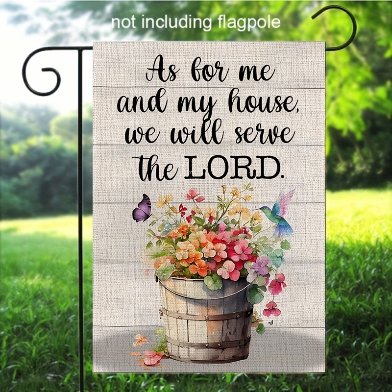 

Christian Faith Garden Flag – Double-sided 12x18 Inch Polyester Decorative Banner, "as For Me And , The " Quote, No Electricity Needed, Home & Yard