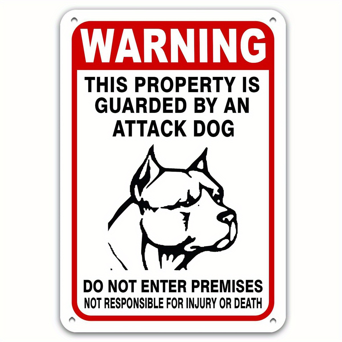 TEMU 2d Flat 1pc Aluminum Beware Of Dog Warning Sign 8x12 Inch Outdoor Security Wall Plaque Safety
