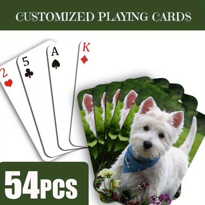 

54-piece Custom Pet Playing Cards Set - Personalized Animal-themed Deck For , Paper Material, No Feathers, Unique Patterns, Ideal For Birthday, Wedding, Holiday Gifts