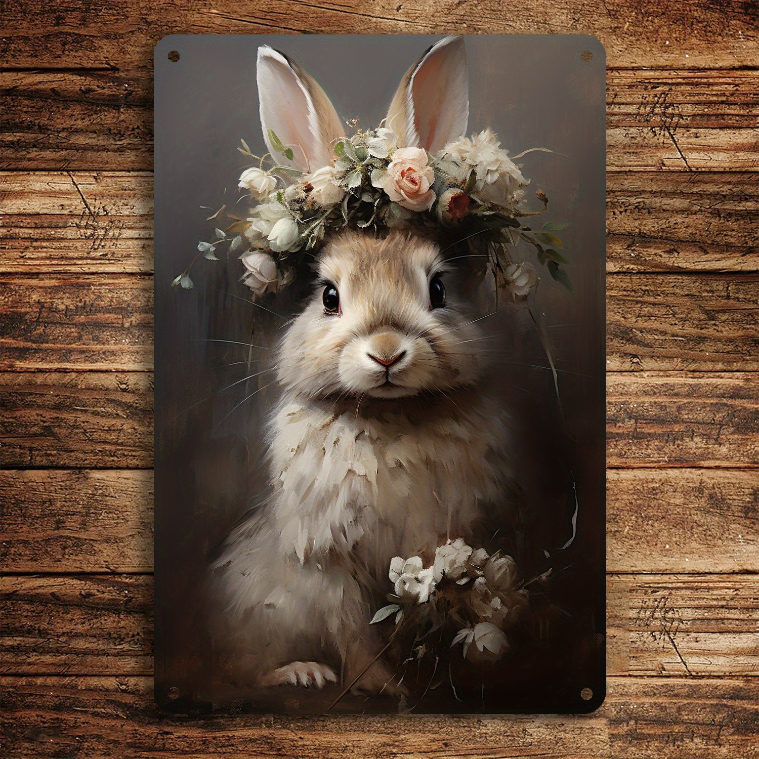 

1pc Vintage Easter Bunny Metal Wall Art, 12x8 Inch Floral Rabbit Decor, No Electricity Or Battery Needed, Ideal For Home, School, Bar, Garage, Indoor & Outdoor Decoration