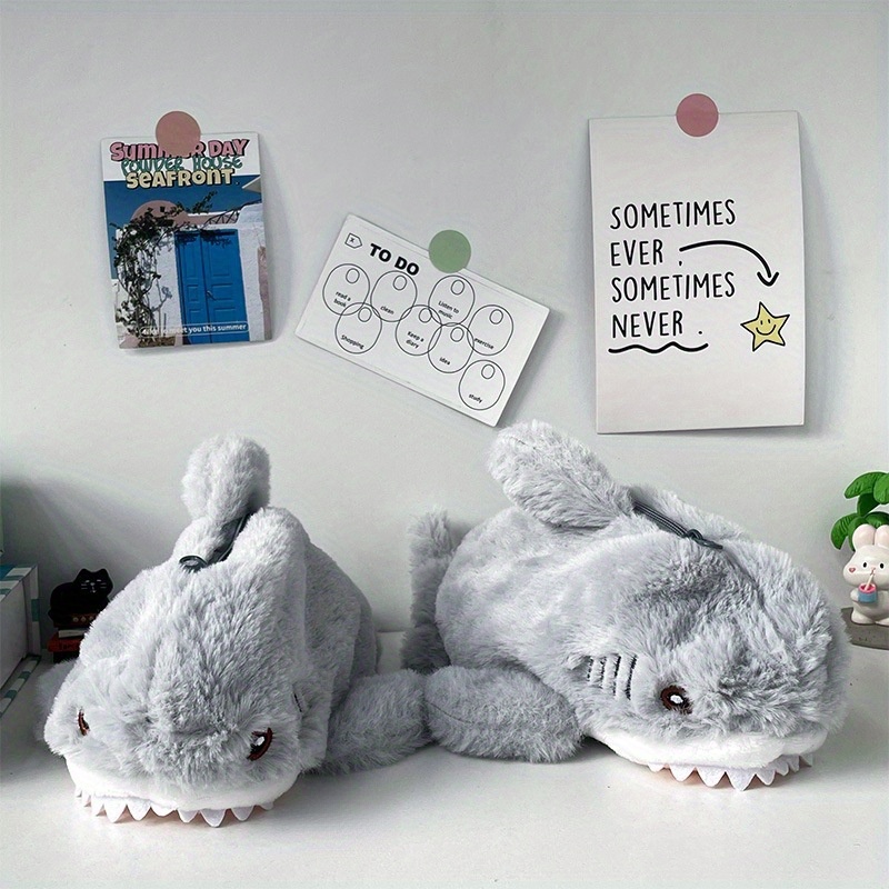 

Cute Plush Shark Pencil Case - Soft Supplies Organizer