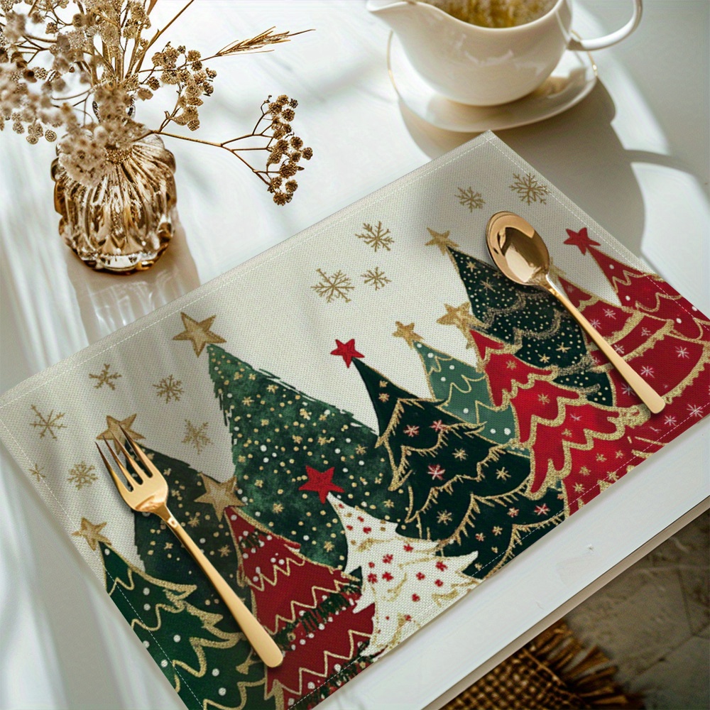 

Sets de Tableaux de Noël Festifs (Lot de 4) - Sets de Table en Polyester Lavables pour Décoration de Table de Fête par Suige Home