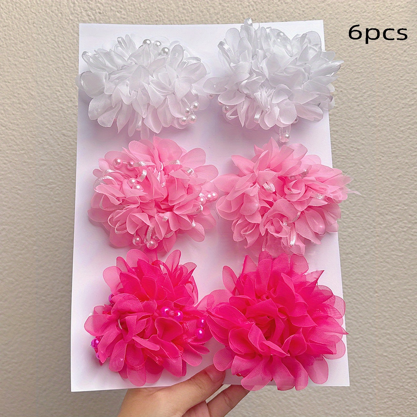 4/6pcs Multicolor Mesh Bead Performance Wrist Flower Hairband