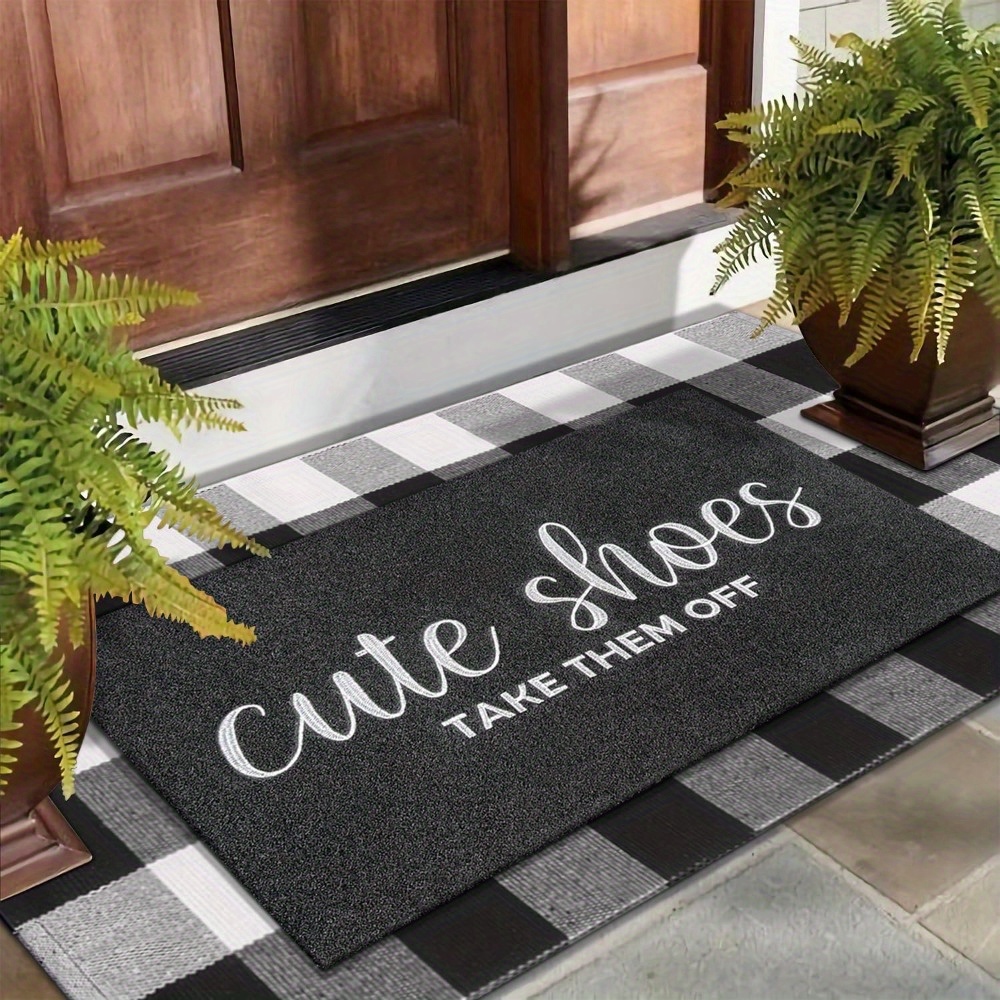 

24"x 16" Outdoor Entryway Cute Shoes Off Mats For Front Door With Rubber Backing