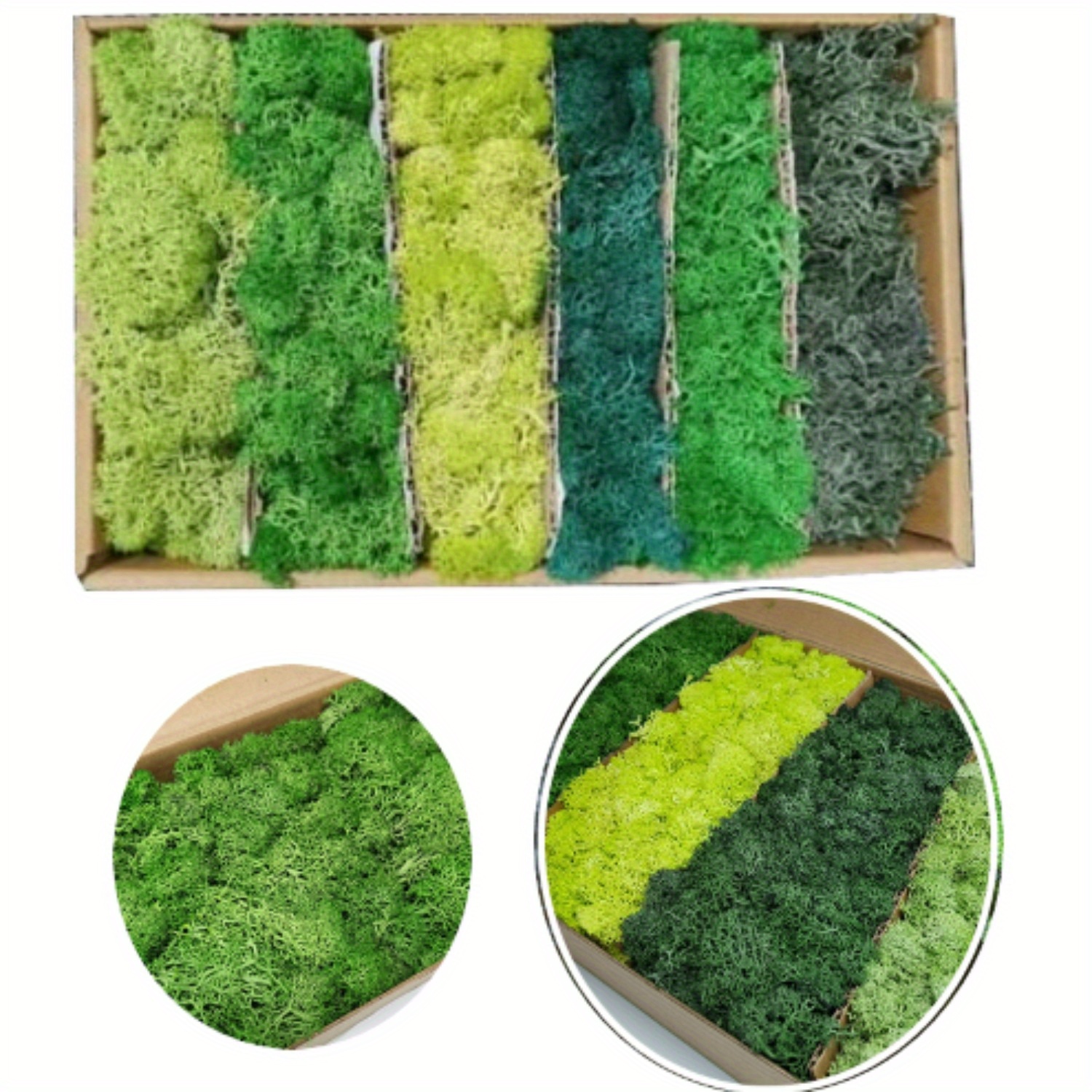 

Preserved Moss 6 Color Reindeer Craft Moss Christmas Decoration, Fake Moss Suitable For Flowerbeds, Crafts, Home Office Artistic Decoration (6 Colors)