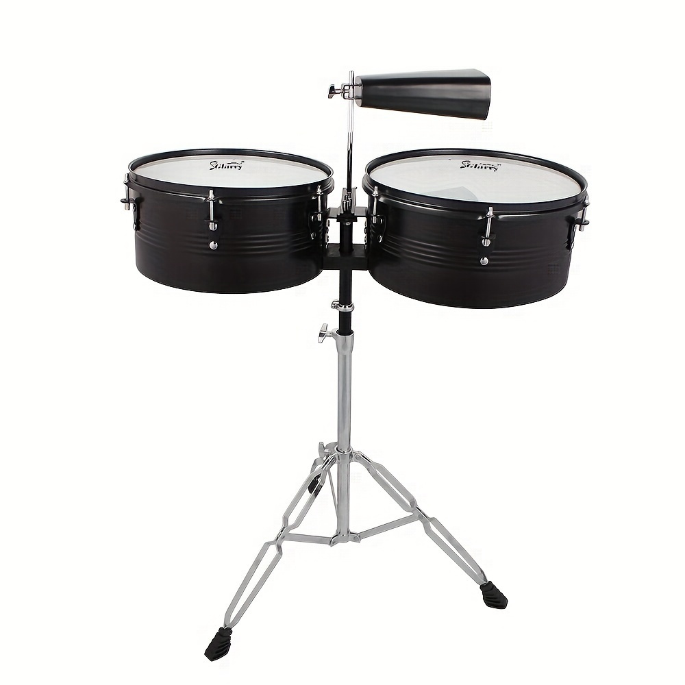 

Percussion 13" & 14" Timbales Drum Set With Stand And Black