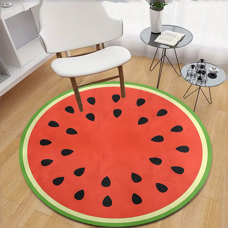 

Watermelon Round Rug Pad - 1pc Polyester Flannel With 1cm Sponge, Non-slip, Machine Washable For Bedrooms, Living Rooms, Offices - 31", 39", 47" Diameter Options