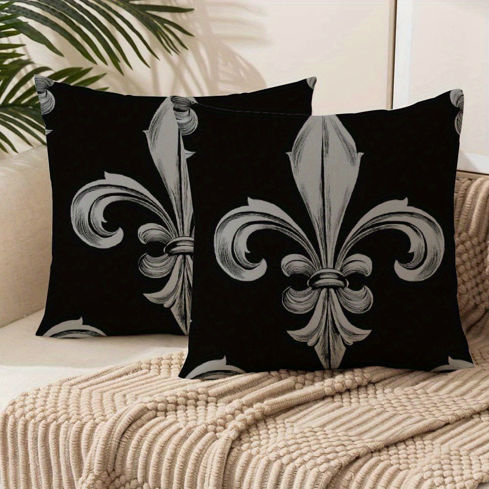 

Cying Black And Gray Fleur Throw Pillow