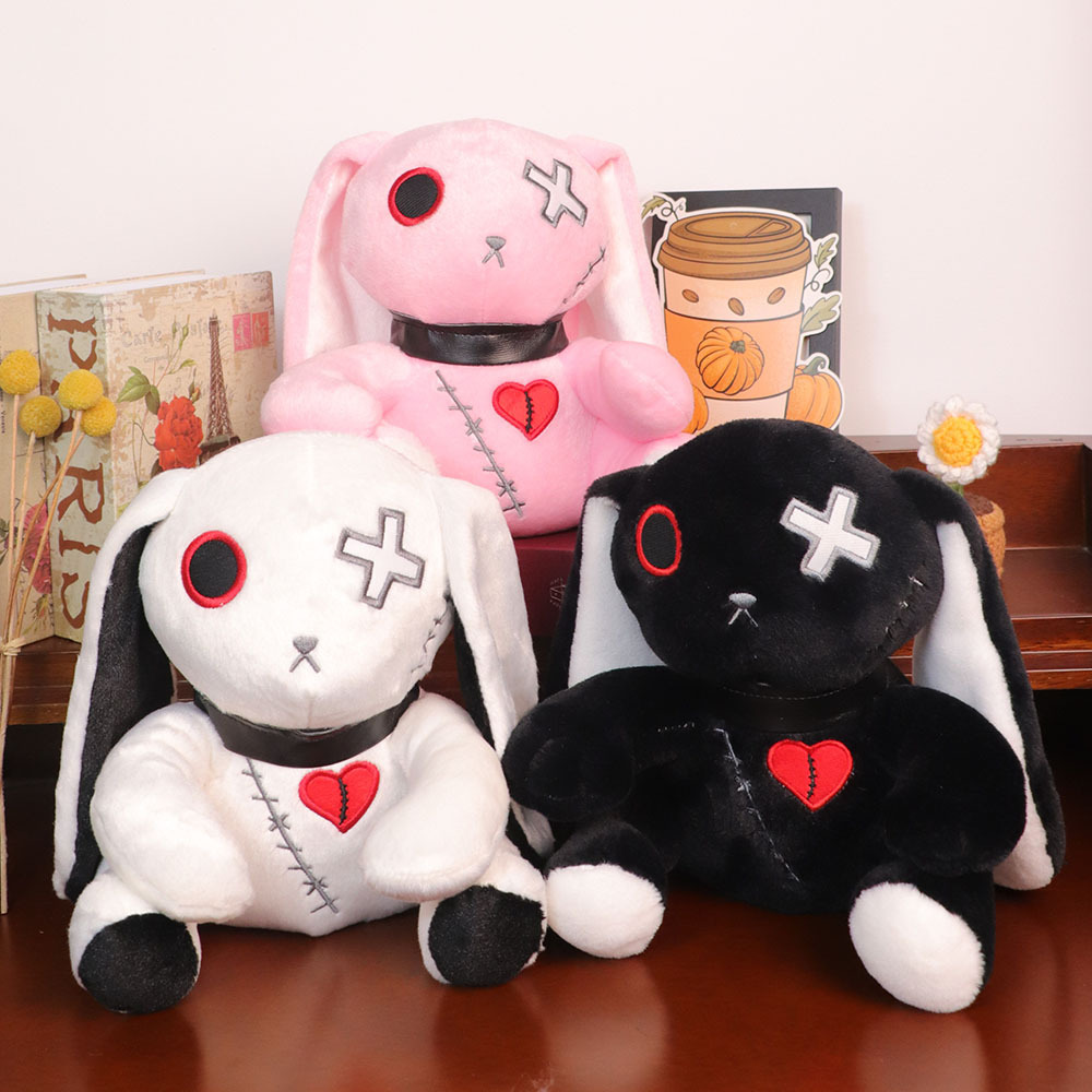 Gothic Anime Bat Plush Lot of good 3 Red Black Purple Stuffed Animals Valentines Day