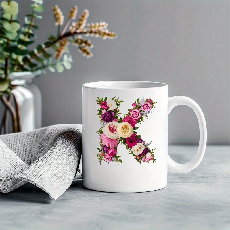 

Floral Mug Alphabet 11 Oz Coffee Cup Ceramic Coffee Mug Tea Cups Funny Mug Gift Coffe Mugs Fall Coffee Travel Mug Tea Mug,