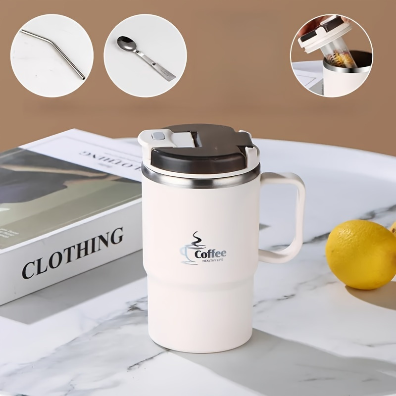 stainless steel insulated coffee mug 19 3 oz with lid and spoon reusable multipurpose thermal cup for   and   infuser included hand wash only ideal gift for halloween christmas details 0