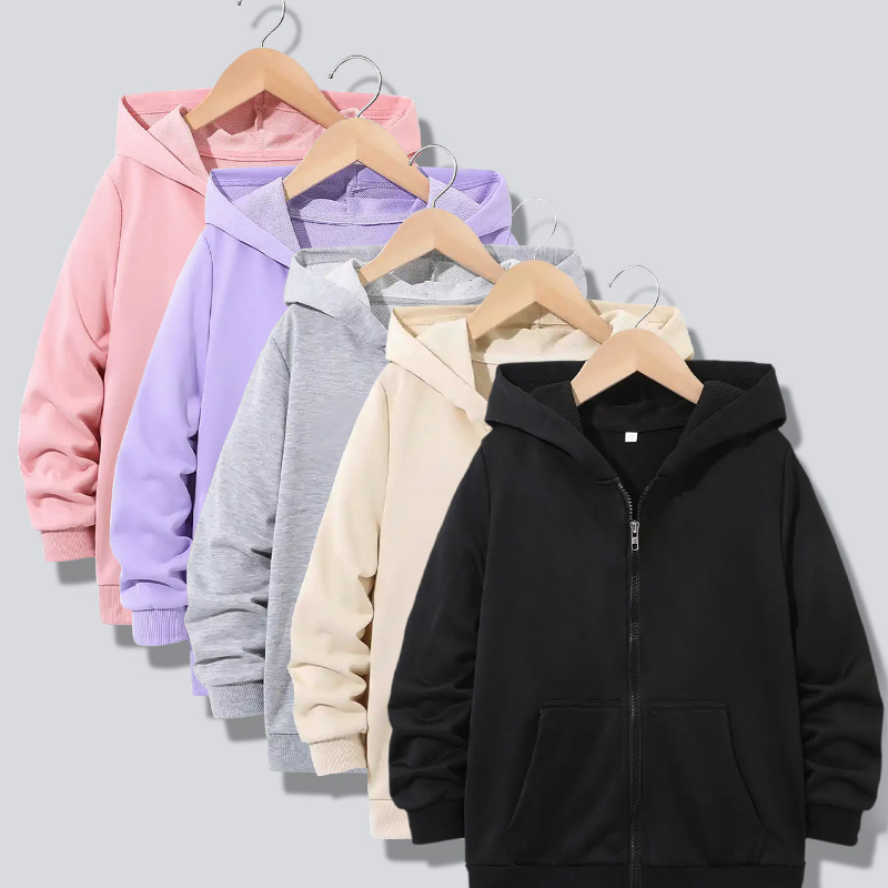 

Women's 5pcs Casual Zip-up Hoodie Jacket Set With Pockets - , Stretchy Polyester , Machine Washable