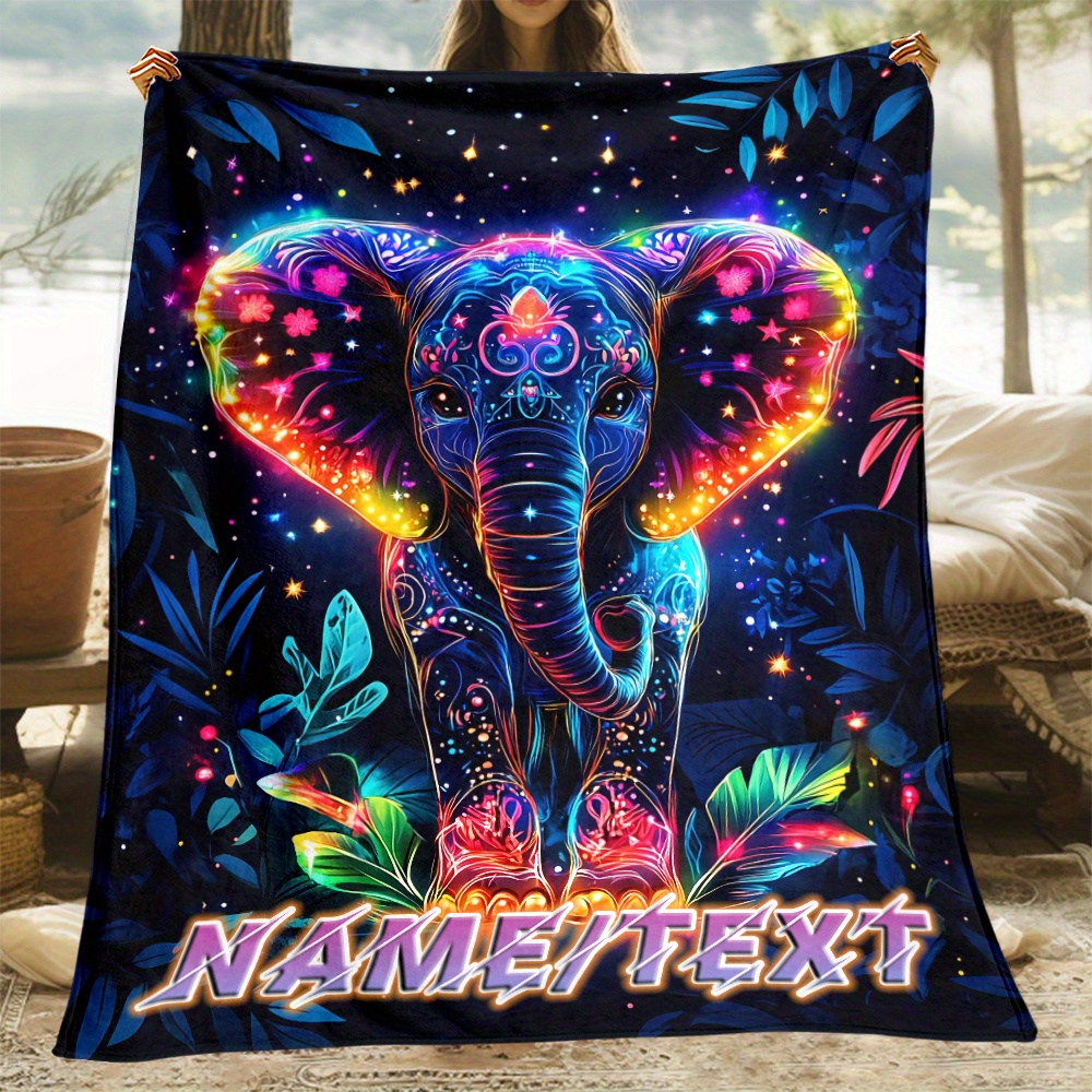 

Personalized Elephant -the-dark Blanket - Soft, Warm Flannel Throw For Couch, Bed, Office & - Custom Name/text Option - Perfect Gift Idea