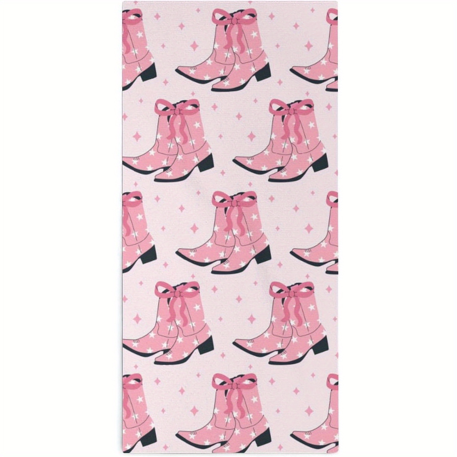 

Ultra- Cowgirl Boot & Bow Bath Towel - 18x26 Inches, Beach, Spa, Gym, Yoga - Machine Washable Polyester