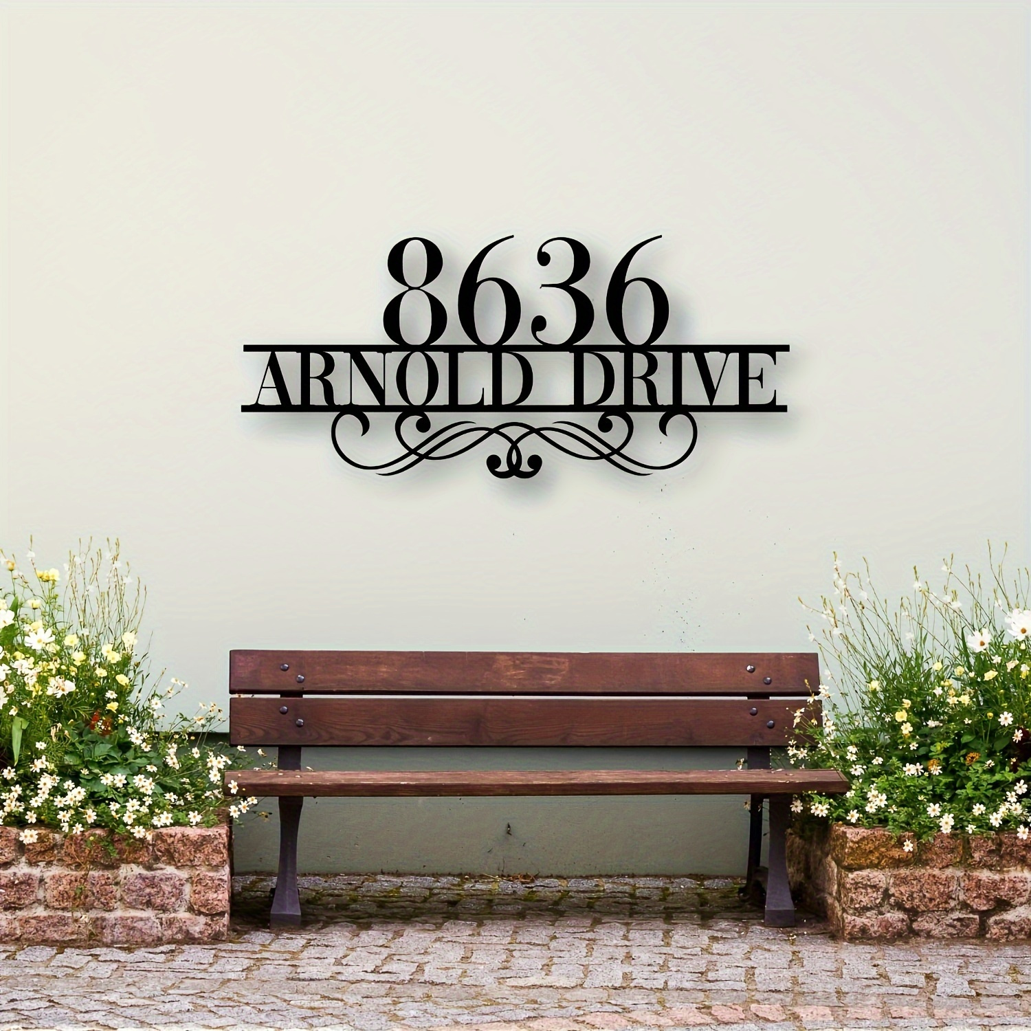 custom iron address sign 8636   drive personalized house number street name modern black wall art decor   outdoor entrance plaque ideal gift for adults details 1