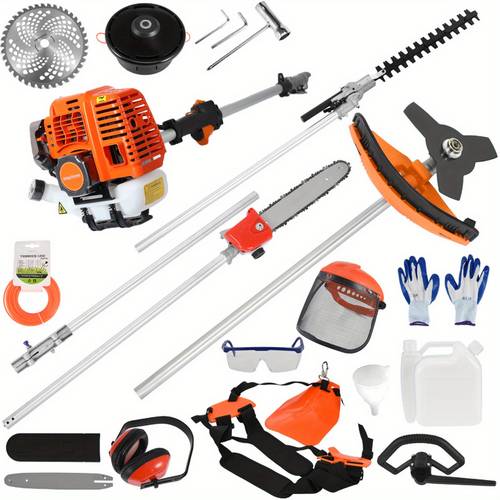 5 in 1 52cc lawn mower multifunctional gasoline lawn mower small household irrigation lawn mower foldable handheld lawn mower wheel edge machine mini lawn mower suitable for lawns