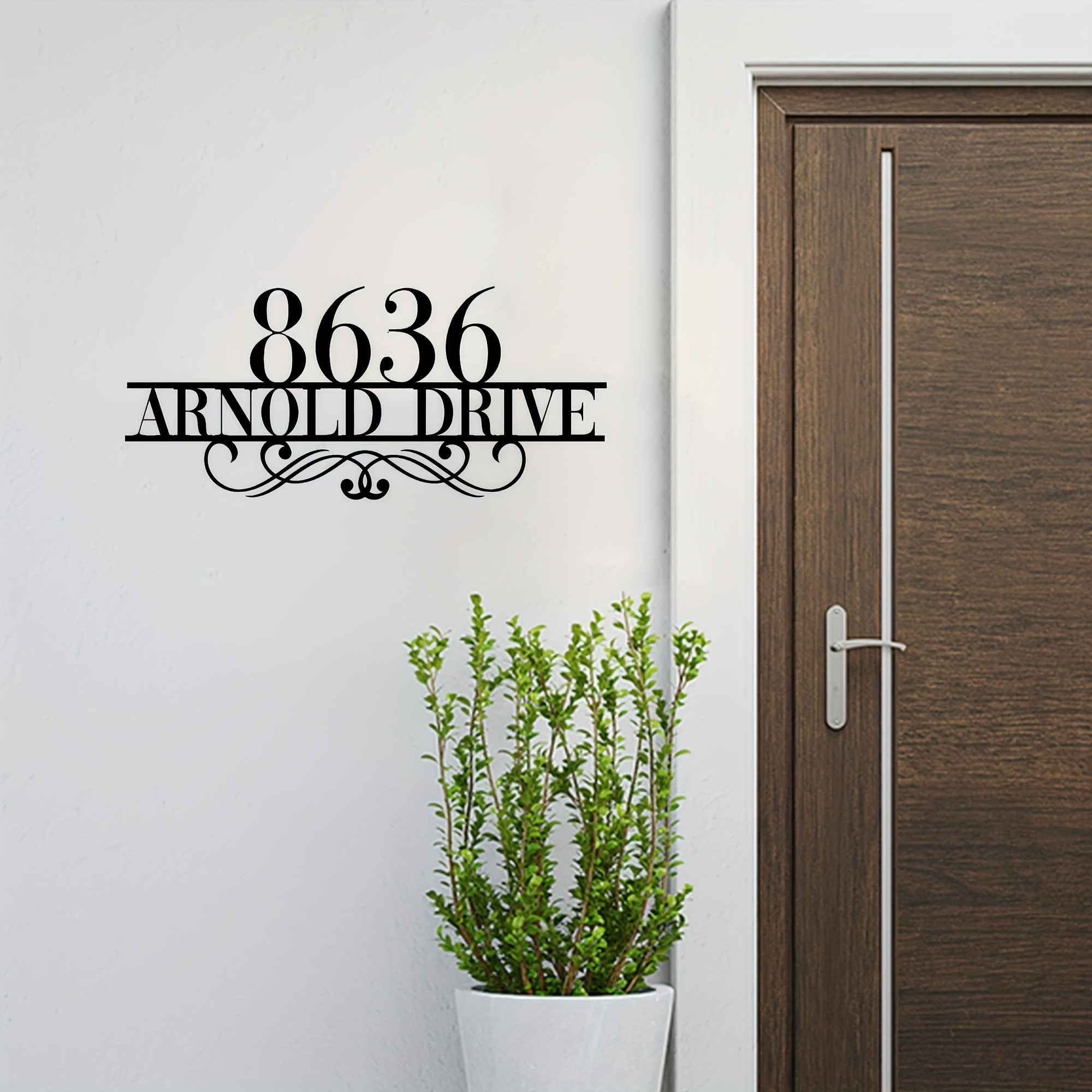 custom iron address sign 8636   drive personalized house number street name modern black wall art decor   outdoor entrance plaque ideal gift for adults details 2