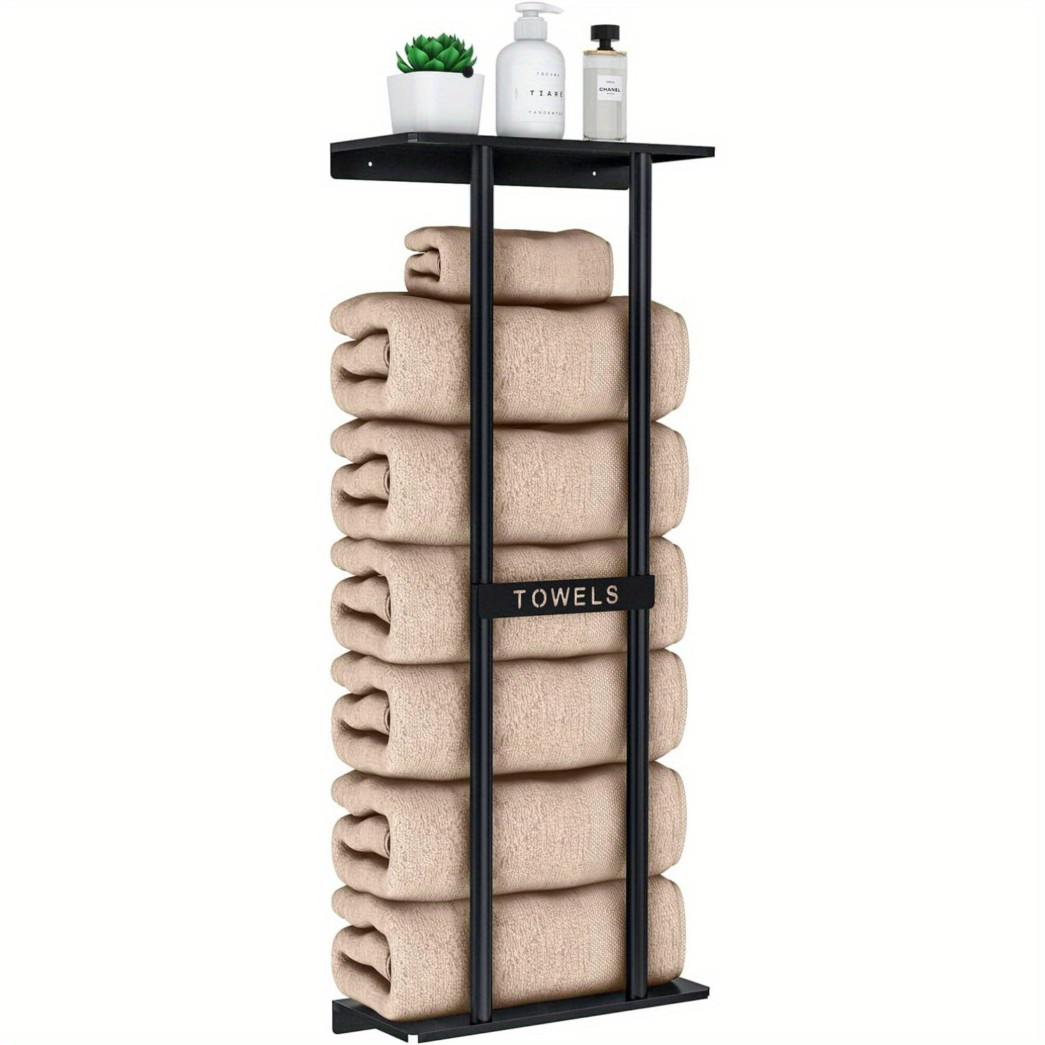 

Toilet Towel Storage Rack, Wall-mounted Towel Rack For Bathroom, With Shelf, Can Hold 6 Large Towels, Wall-mounted Towel Rack For Rolling Towels, Towels Not Included