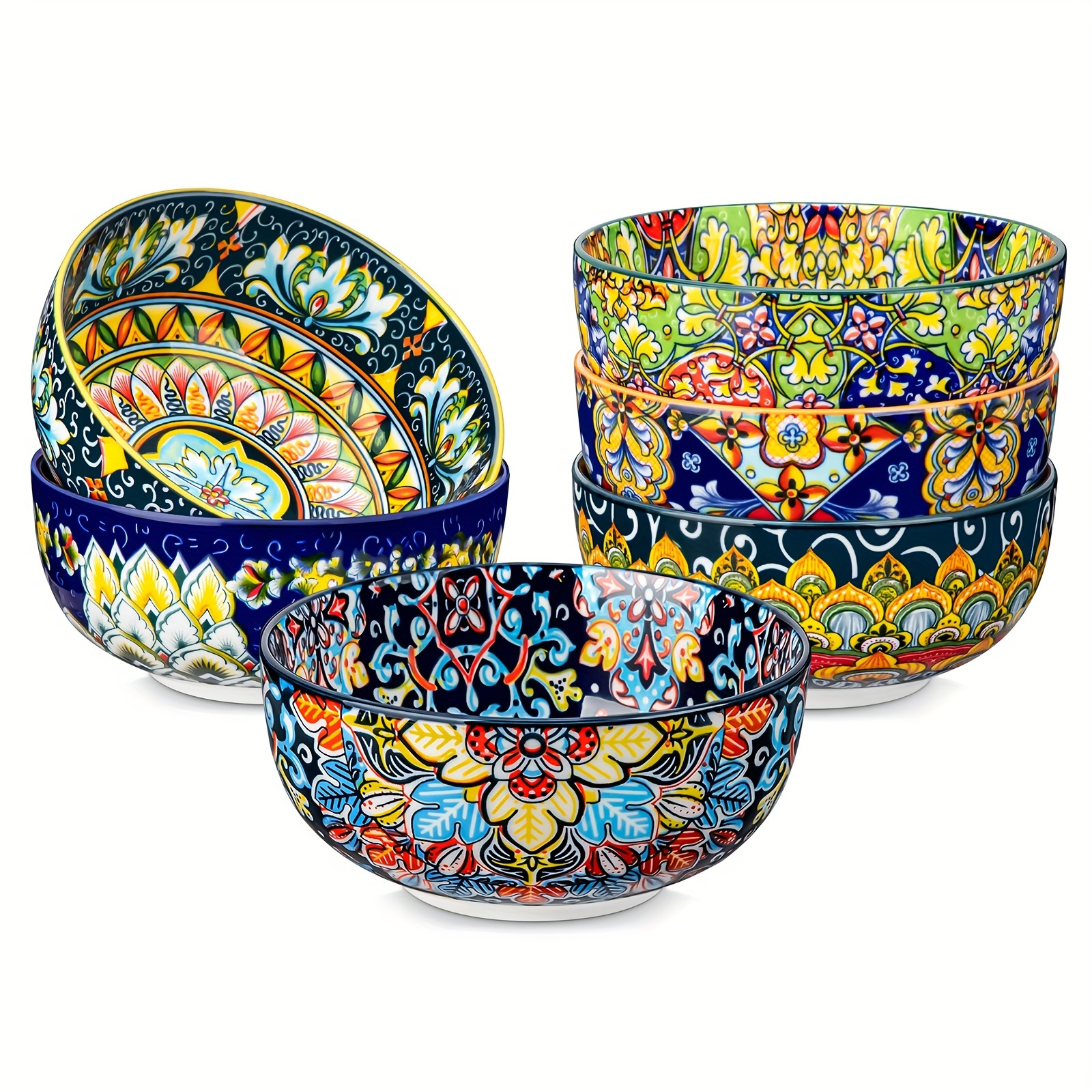 TEMU 6 Bowls Double-sided Pattern Bowls Set Bowl