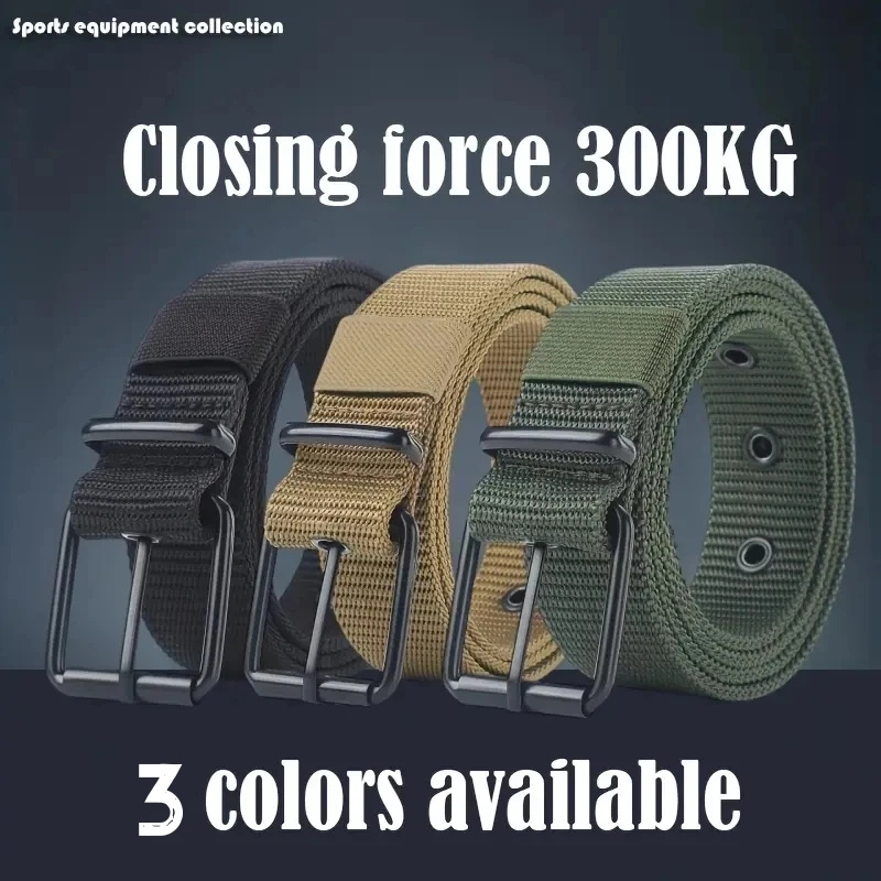 

Men's Casual Nylon Fabric Belt With Iron Alloy , Breathable Pp Material, Regular Fit, Square , Youth Fashion Accessory For Trousers And Jeans