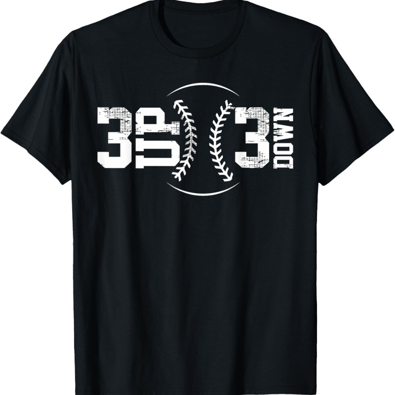 

3 Down Baseball T-shirt For Kids, Soft Fabric, Breathable, Comfortable Short Sleeve Tee For Kids, Soft Fabric, Breathable, Comfortable Short Sleeve Tees Summer, Toddlers Birthday To Kids Clothes