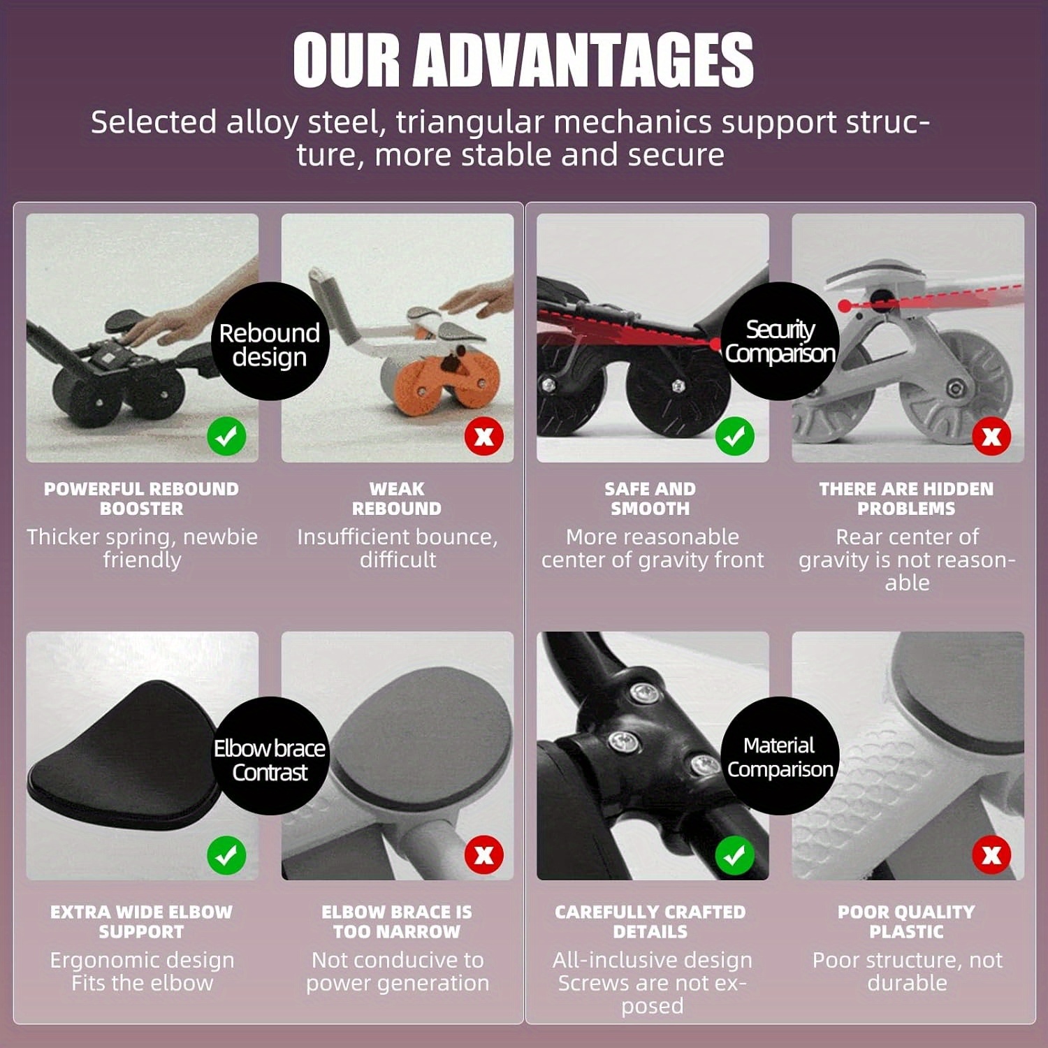 abdominal roller abdominal muscle trainer ab wheel roller automatic rebound with timer pads 9