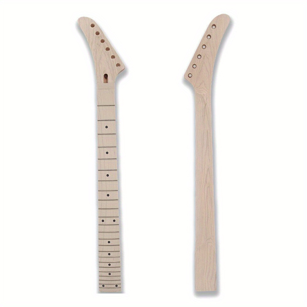 YoungMonic Maple Guitar Neck 24 Fret 25.5 inch Locking Nut Maple Fretboard Reverse Banana Head Dot Inlay