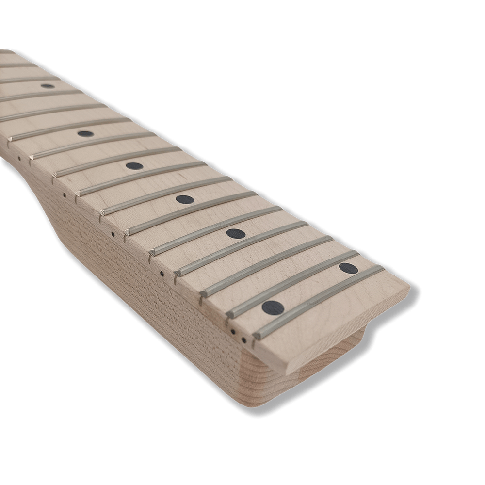 YoungMonic Maple Guitar Neck 24 Fret 25.5 inch Locking Nut Maple Fretboard Reverse Banana Head Dot Inlay