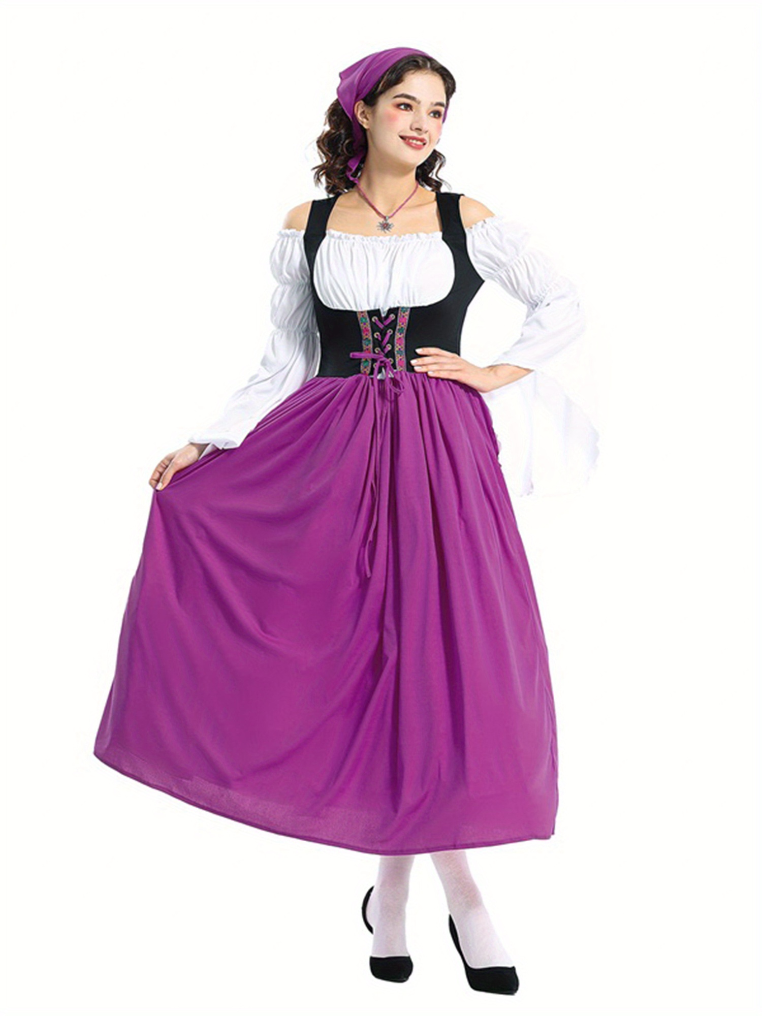 1pc elegant polyester dirndl dress womens long sleeve cold - Temu