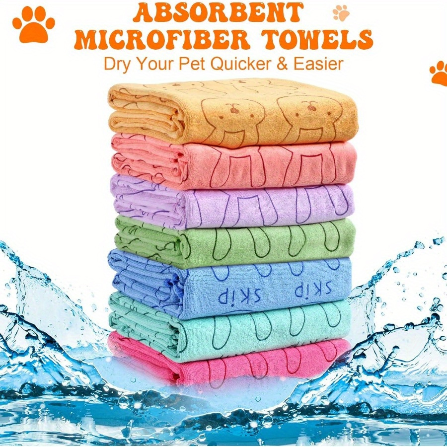 

A Set Of 4 Quick-drying Microfiber Towels For Small Pets Like Kittens And Puppies - Absorbent Towels For Pet Bathing And Grooming, Suitable For Small To Medium Dogs And Cats, Featuring A Design.