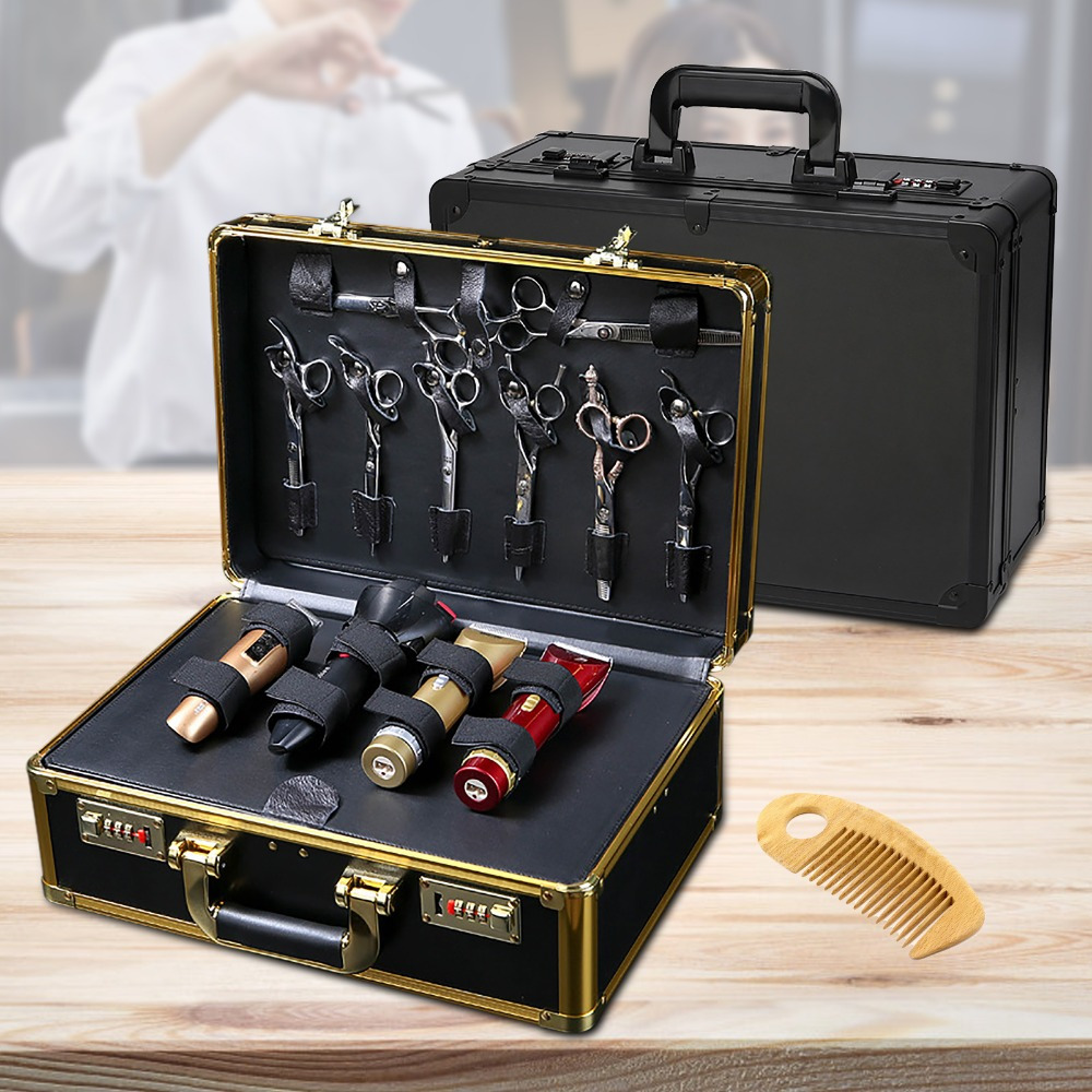 

Gold& Carrying Case, Large Barber Tool Kits Storage, Portable Travel Carry Case Hairdresser For Hair Stylist Pet Groomer (gold)