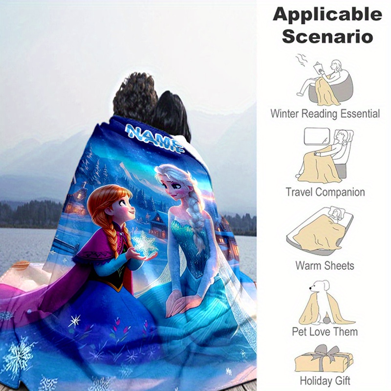 

Couverture en flanelle personnalisée avec les Elsa et Anna - vintage en polyester, numérique, literie légère toutes , pour les - et les - Cadeau personnalisé pour les fans de Frozen