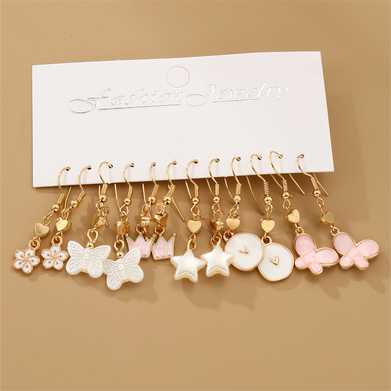 

12pc Girls Resin Butterfly Five-pointed Pendant Ear Hook