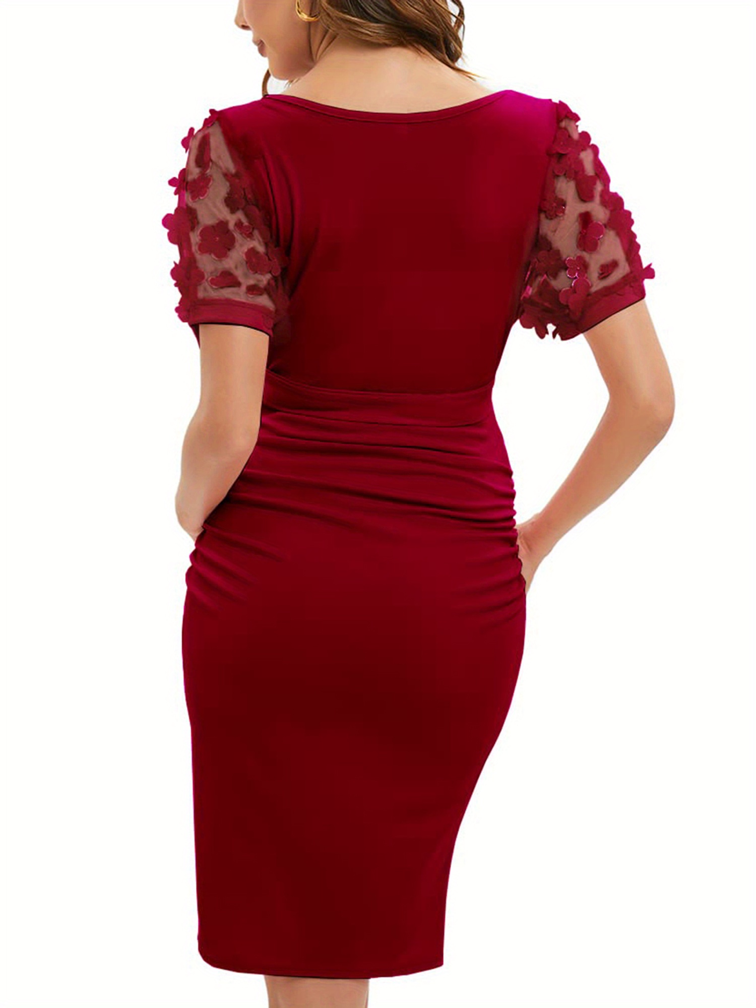 princess polly baby blue dress Burgundy Embroidered Sequin Detail Mesh Overlay Maternity Maxi Dress main image 0