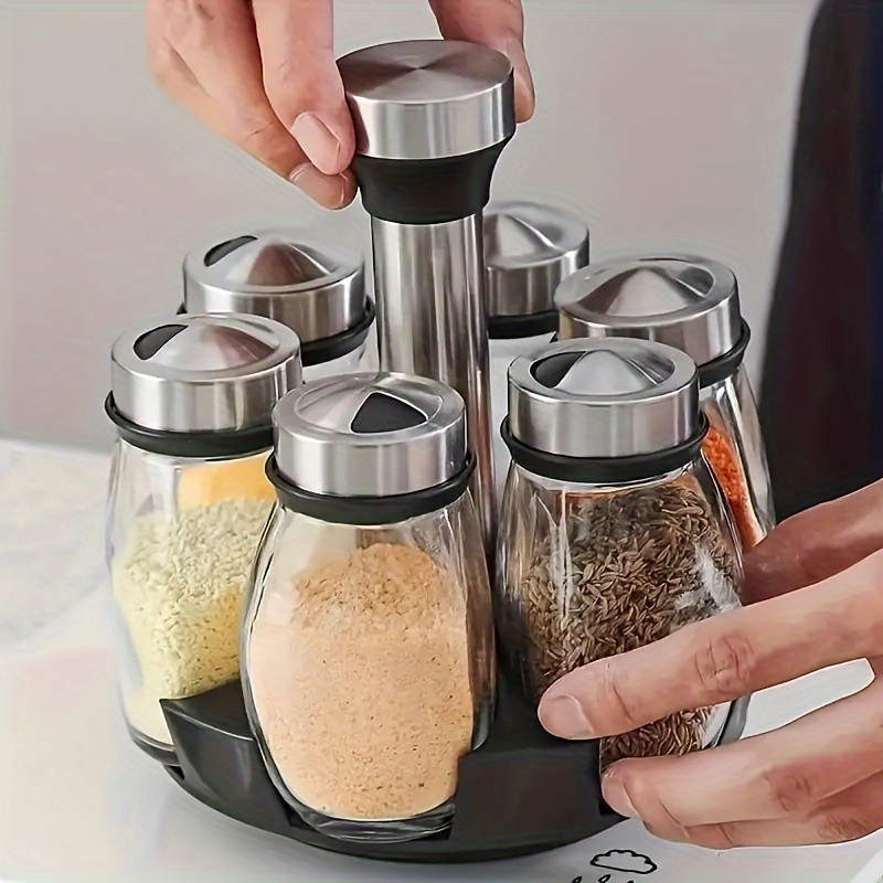 

6/12pcs Rotating Spice Rack Set - Seasoning Organizer For Kitchen Cabinets & Countertops, Bbqs, Camping, Family Dinners & Holiday Gifts