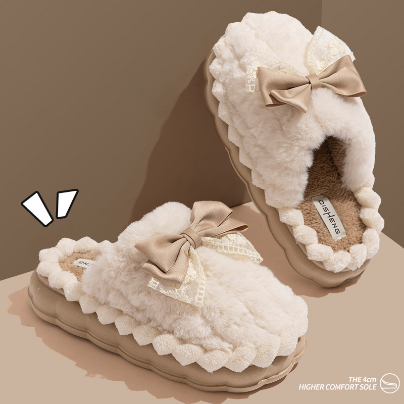 TEMU Women's Slippers, New Autumn/winter Style, Thick-soled Plush Indoor House Slippers For Postpartum, Women Shoes
