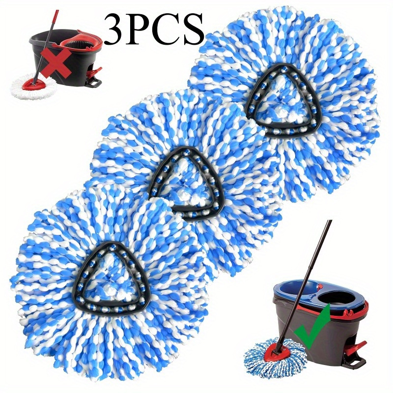 

3pcs Blue Microfiber Spin Mop Refills - Compatible With , Reusable & Washable Mop Heads, Easy Clean, Essential For Apartments