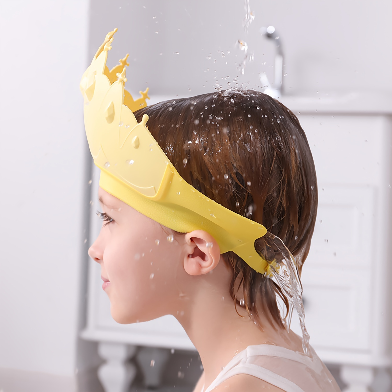 soft silicone   splash guard hat waterproof ear protection for mess free     ideal for sensitive ears yellow details 0