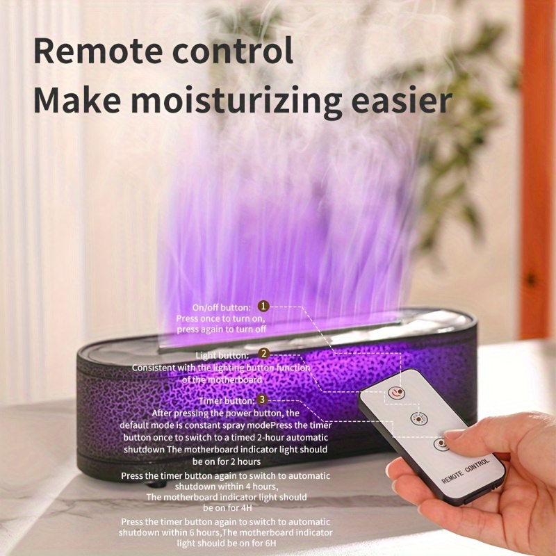 

1200ml Light Emotional Simulation Flame Humidifier - Aromatherapy Diffuser With Timer, Smart Humidifier, Off, , Easy To Clean, Suitable For Bedroom, Office, Living Room - Black & White, Evaporator