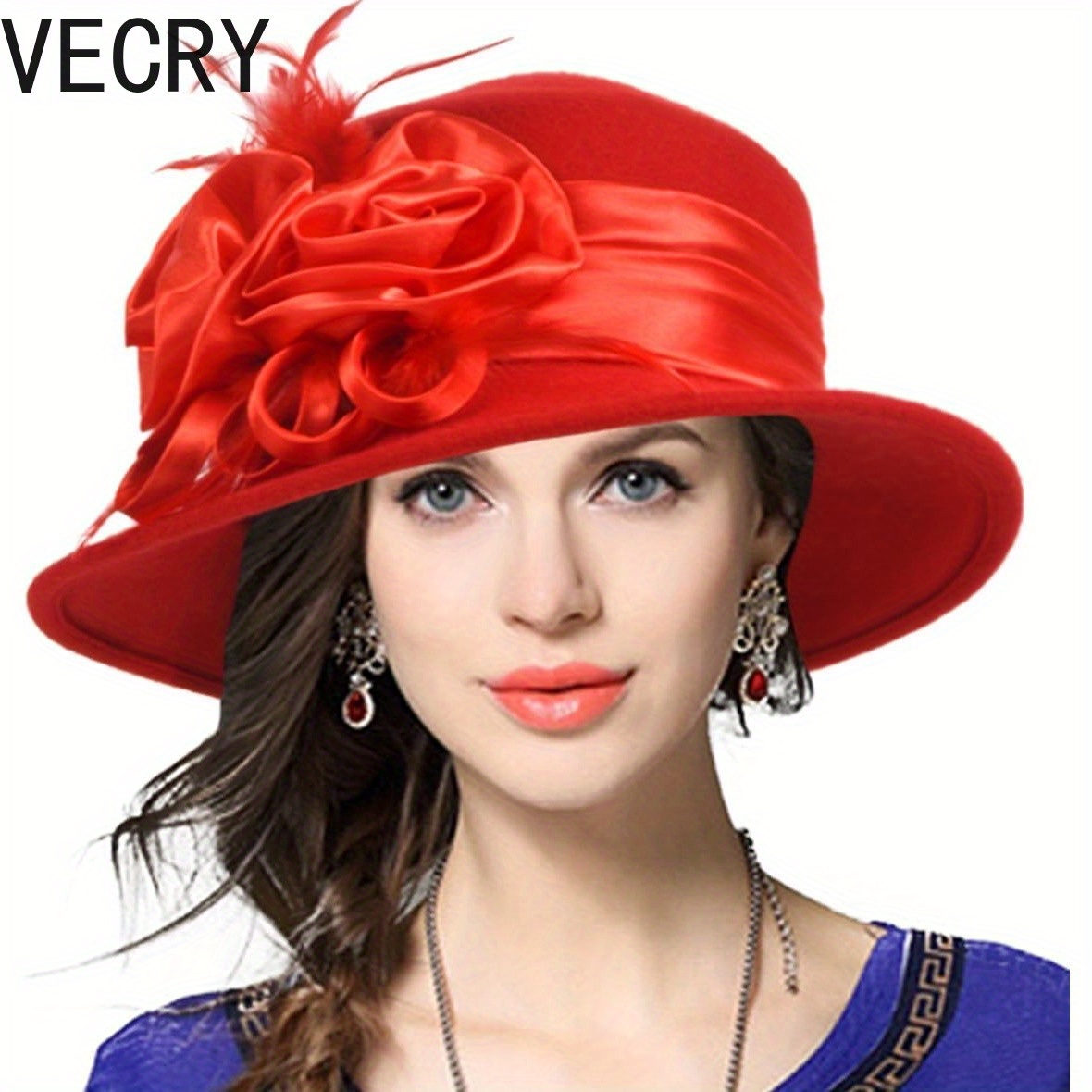 

Vecry Women's 100% Wool Hat Church Cap Hat