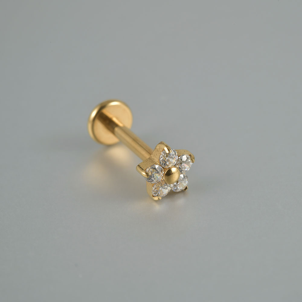 Elegant G23 Titanium Flower Stud Earrings With White Zirconia – Versatile And Stylish Cartilage Piercing