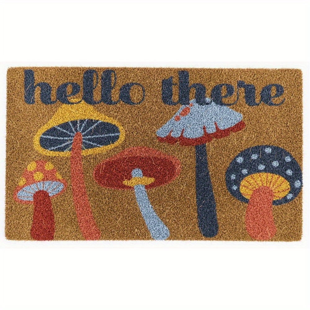 

24"x16" '' Mushroom Doormat - Anti-slip Rubber Back, Vibrant & , Outdoor Entrances, Hand Washable, Rectangular Shape, Mushroom Decor