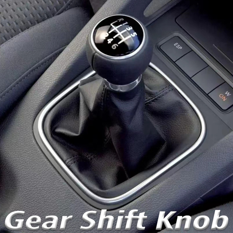 

5/6 Shift Knob With Leather Dust Cover, Car Modification Gear Shift Rod Head Cover, Fits Volkswagen Golf 5/6 Mk5/6 2004-2014, Leather Material