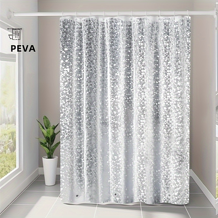 TEMU Metabest 3d Pebble Pattern Shower Curtain - Waterproof, Peva With Heavy-duty Magnets & Hooks Included, Bathtubs & Showers, 71x71 Inches