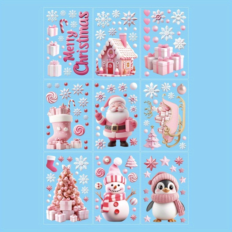 Image of 141pcs Christmas Snowflake Window Clings Stickers For Glass, Decals Decorations Holiday Snowflake Decals For Party, Christmas Window Stickers