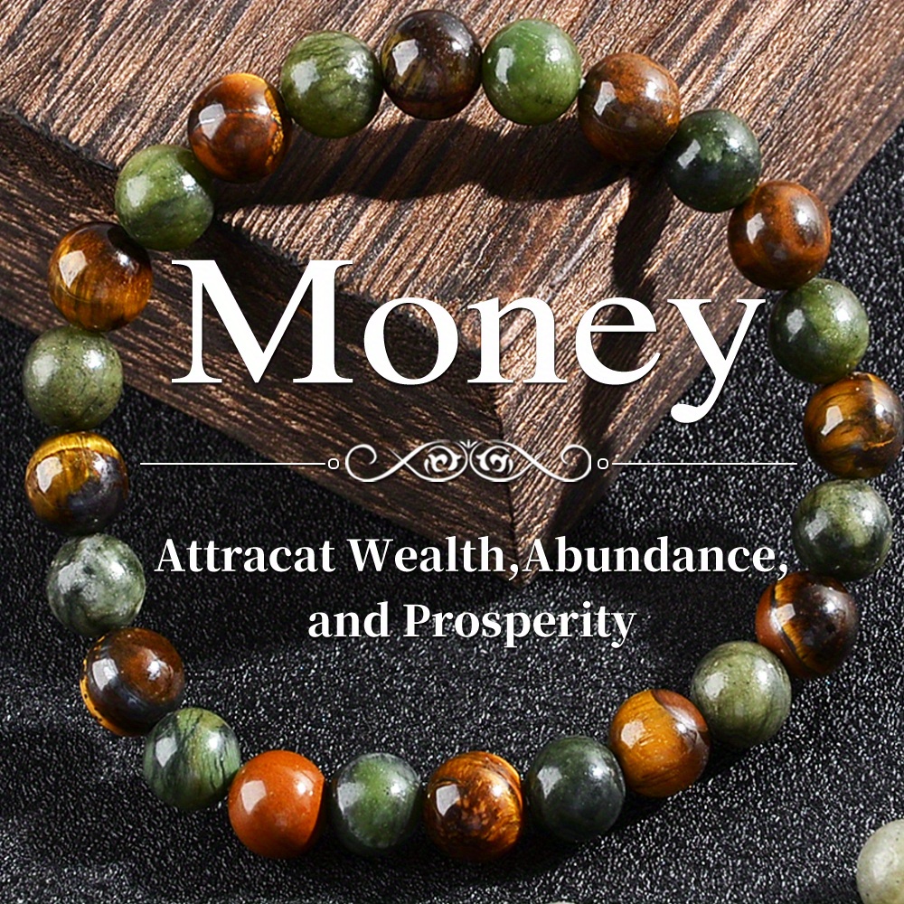 Image of 1pc Tiger Eye & Mixed Gemstone Beaded Bracelet, Wealth & , Fashionable Handmade Jewelry, Ideal For Daily Wear & Gifting