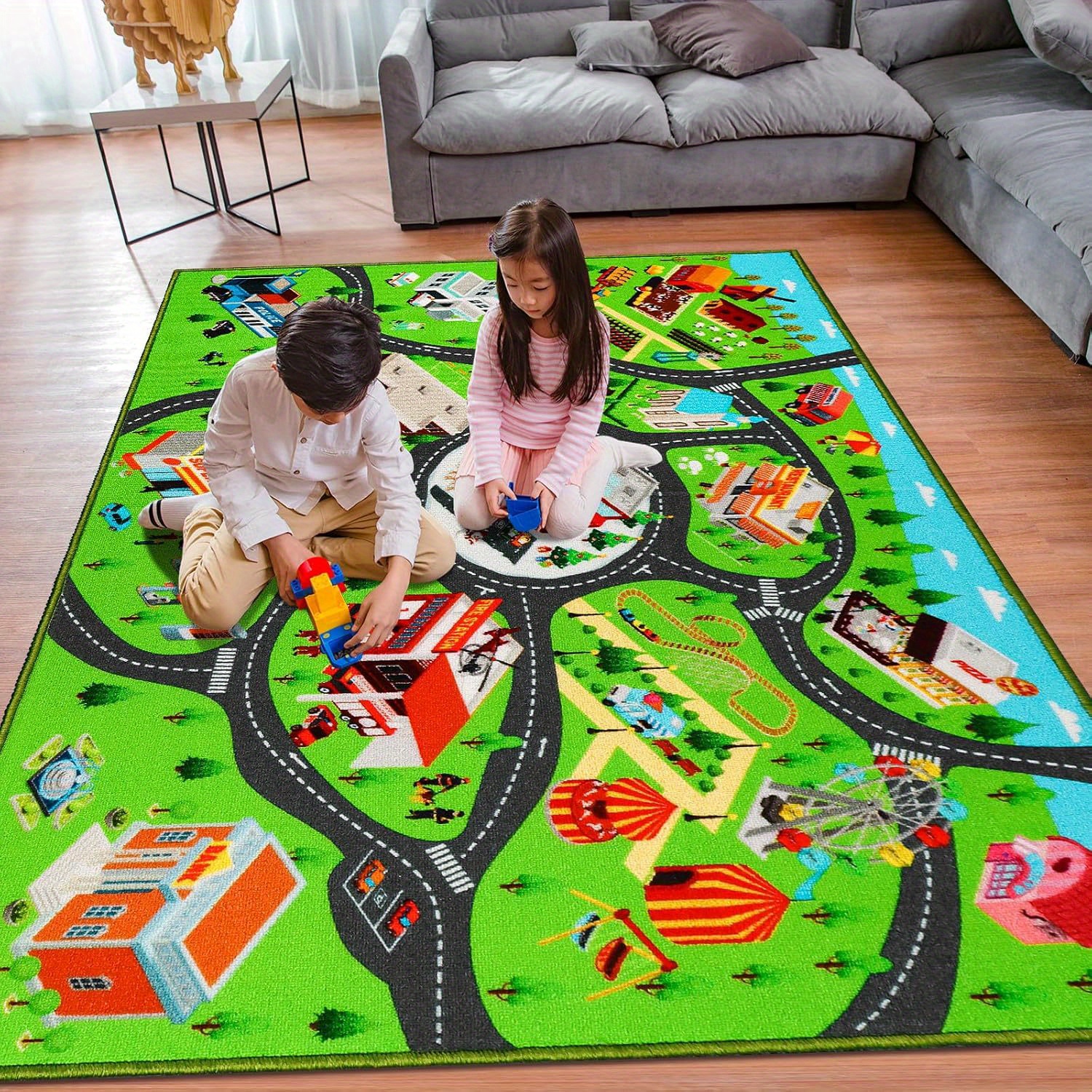 

Kids Car Rug Carpet, Car Rugs For Kids Toy Cars, Kids Rug For Playroom, Educational Road Traffic , Christmas Gift For Kids