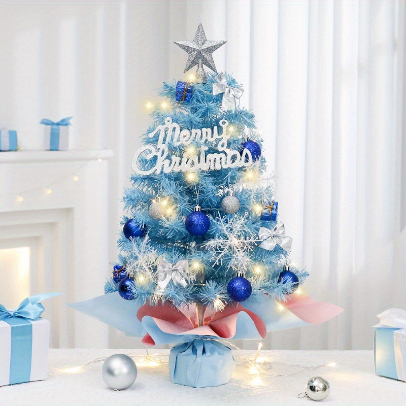 Image of 1pc Blue Christmas Tree, Christmas Tree, Christmas Desktop Small Tree Ornament, Mini Christmas Decoration, Christmas Decor Ornament